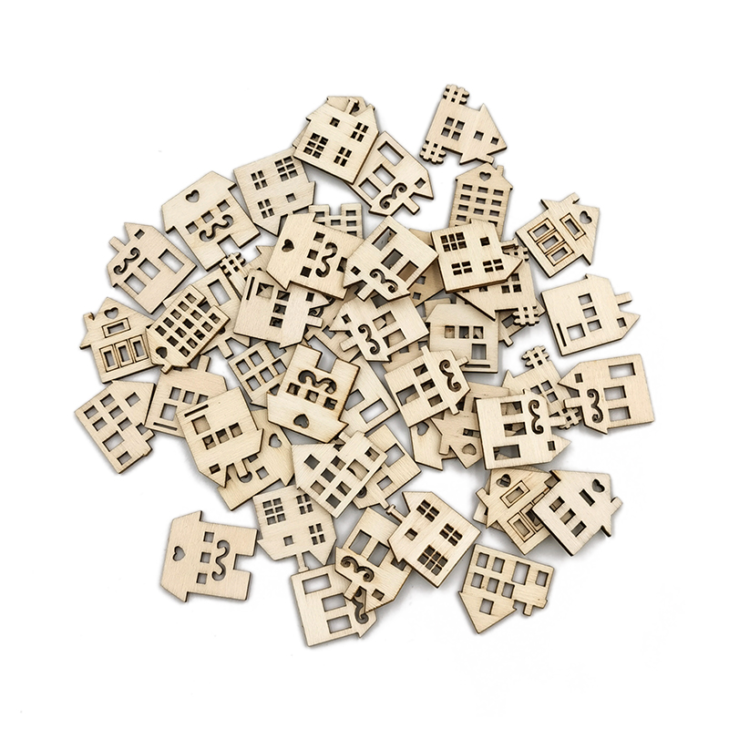 Art Craft For Preschool - 50 szt. Puste drewniane domki do