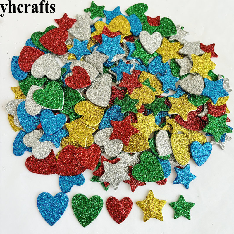 Art Craft For Kindergarten - 150 SZTUK/PARTIA. Brokatowa gwiazda i serca